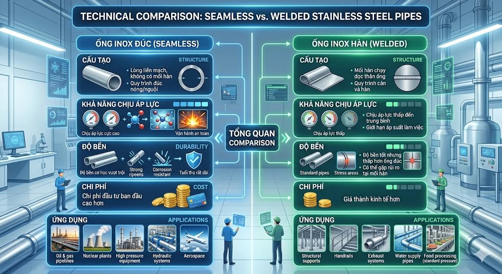 So Sánh Ống Inox Đúc Và Ống Inox Hàn