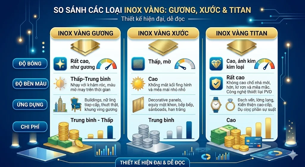 So Sánh Ống Inox Vàng Và Inox Trắng Truyền Thống