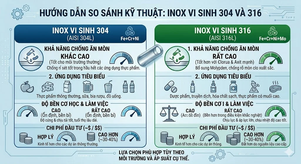 So Sánh Ống Inox Vi Sinh Và Ống Inox Công Nghiệp Thông Thường